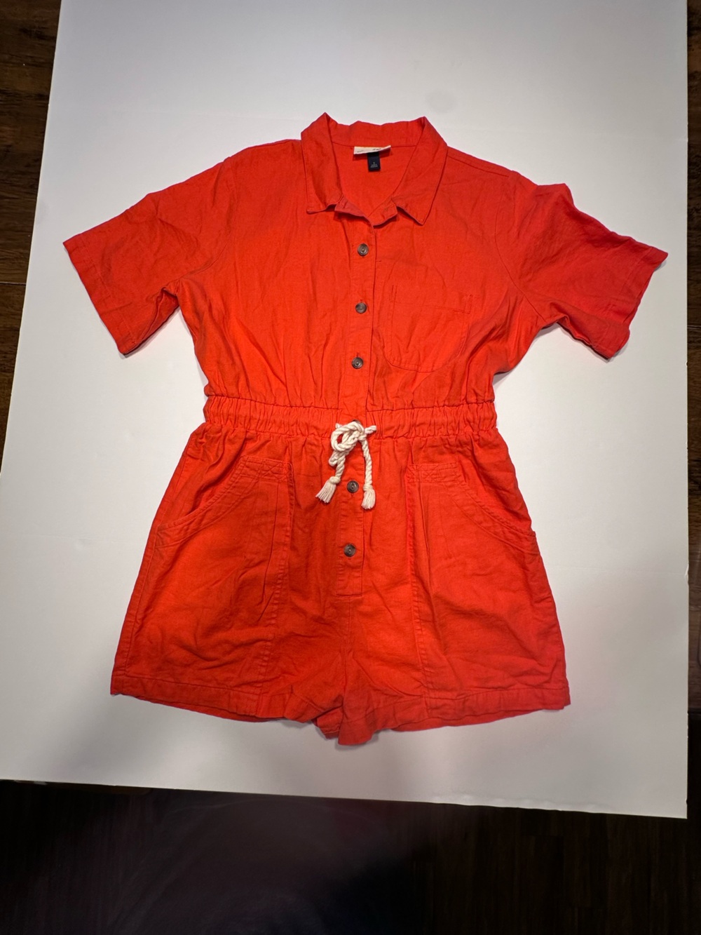 Universal Thread Orange Short-Sleeve Button Romper